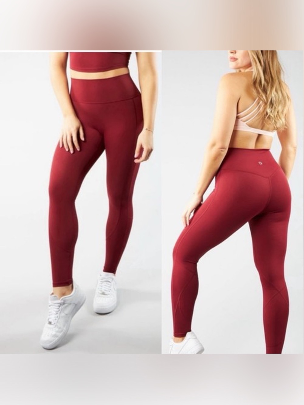 BuffBunny Collection High-Waisted Maroon/Burgundy/Merlot Leggings NWT
